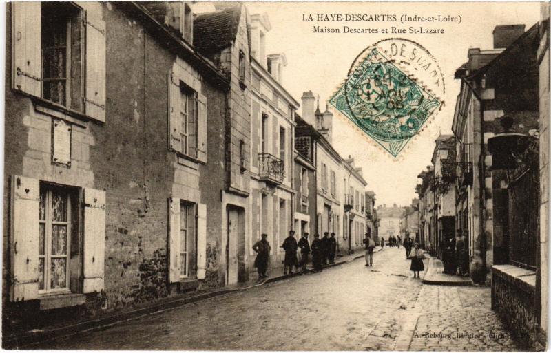 Carte postale ancienne La Haye Descartes Maison Descartes Rue Saint-Lazare à Descartes