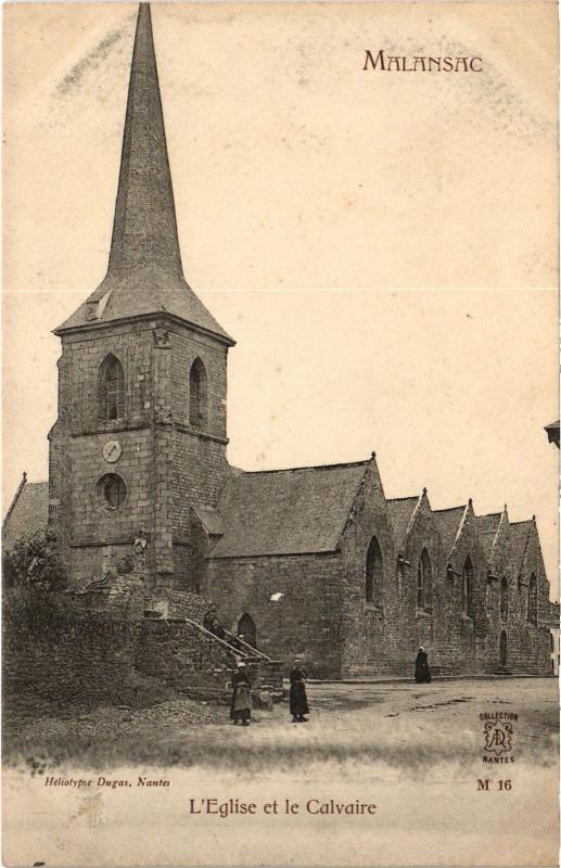 Carte postale ancienne Malansac Eglise et le Calvaire