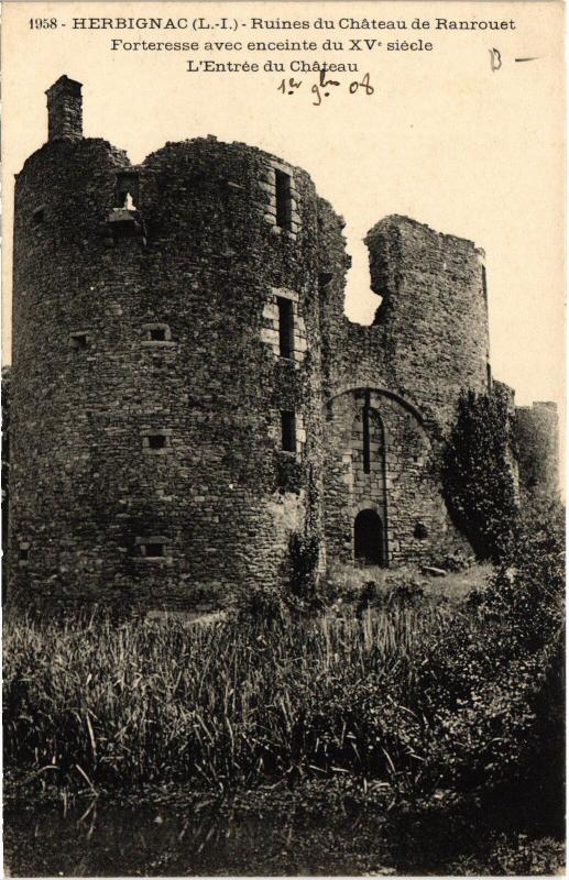 Carte postale ancienne Herbignac Ruines du Chateau de Ranrouet à Herbignac