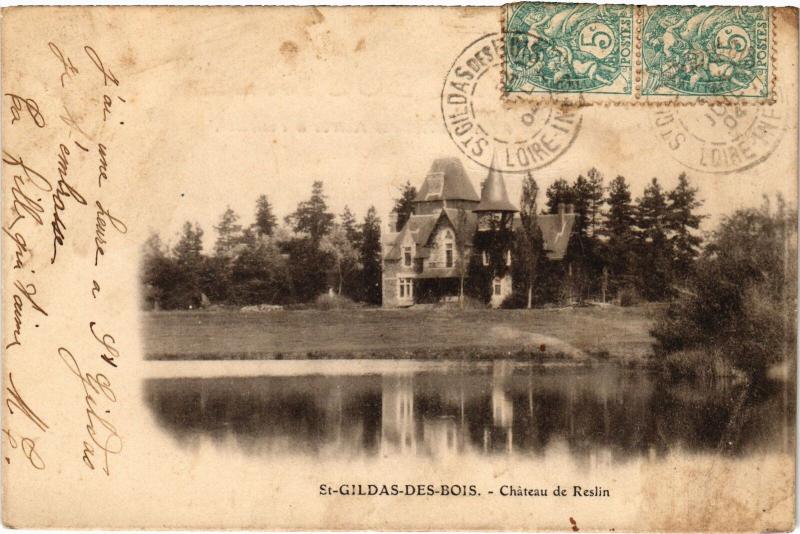 Carte postale ancienne St Gildas des Bois Chateau de Reslin