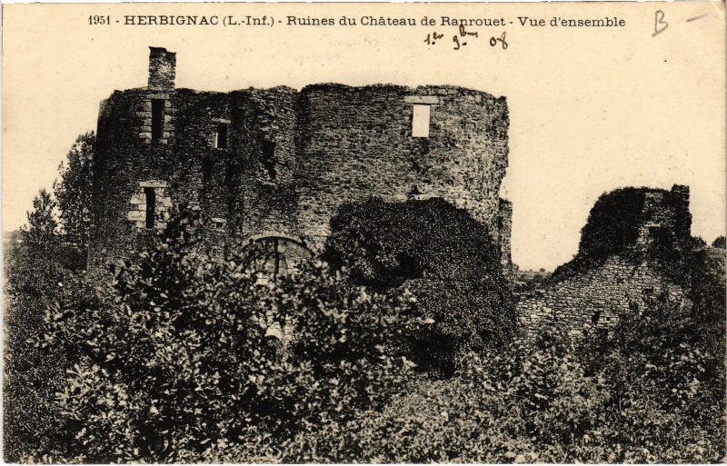 Carte postale ancienne Herbignac Ruines du Chateau de Ranrouet à Herbignac