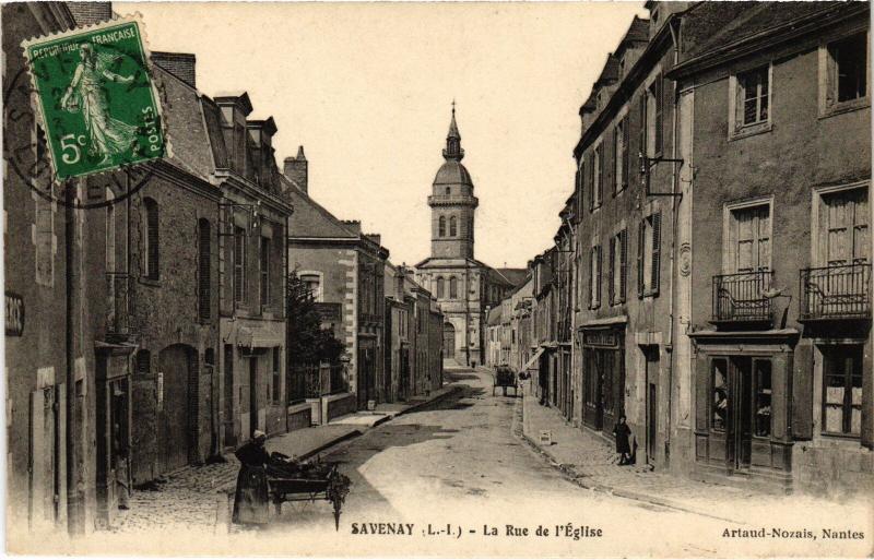 Carte postale ancienne Savenay Rue de l'Eglise à Savenay