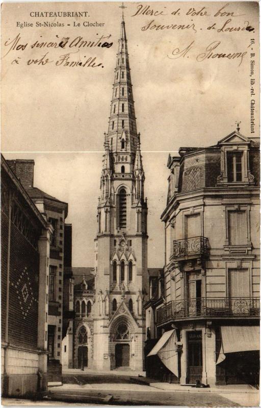 Carte postale ancienne Chateaubriant Eglise Saint-Nicolas le Clocher