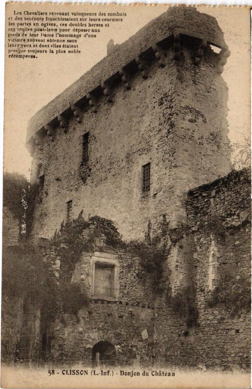 Carte postale ancienne Clisson Donjon du Chateau à Clisson