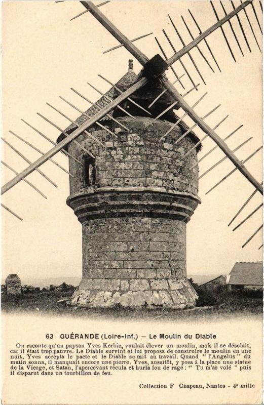 Carte postale ancienne Guerande Moulin du Diable