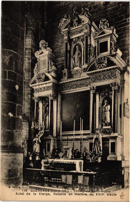 Carte postale ancienne Guerande Collegiale Saint-Aubin Autel de la Vierge