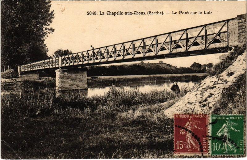 Carte postale ancienne La Chapelle-aux-Choux Pont sur le Loir France à La Chapelle-aux-Choux