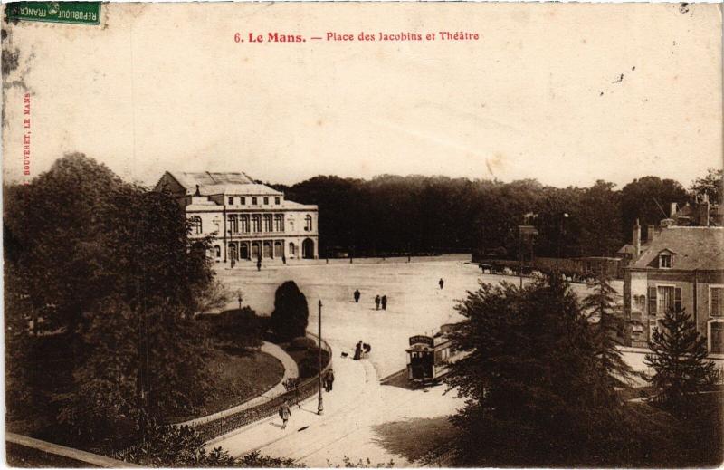 Carte postale ancienne Le Mans Place des Jacobins et Theatre France au Mans