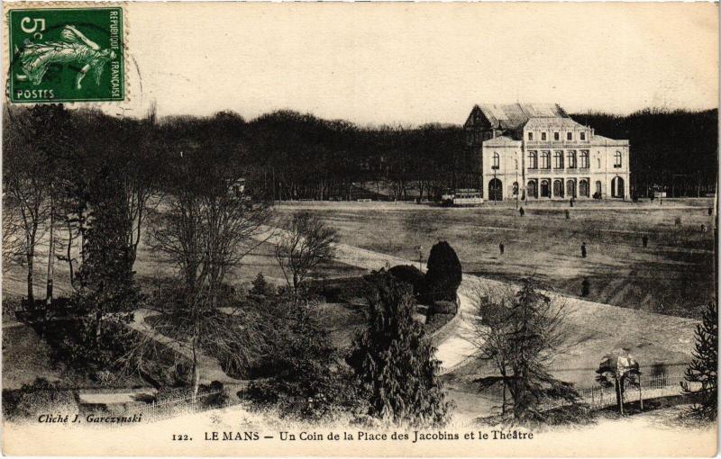 Carte postale ancienne Le Mans Place des Jacobins - Theatre France au Mans