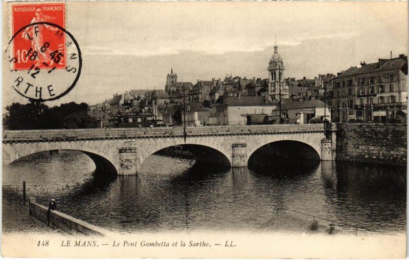 Carte postale ancienne Le Mans Pont Gambetta France au Mans