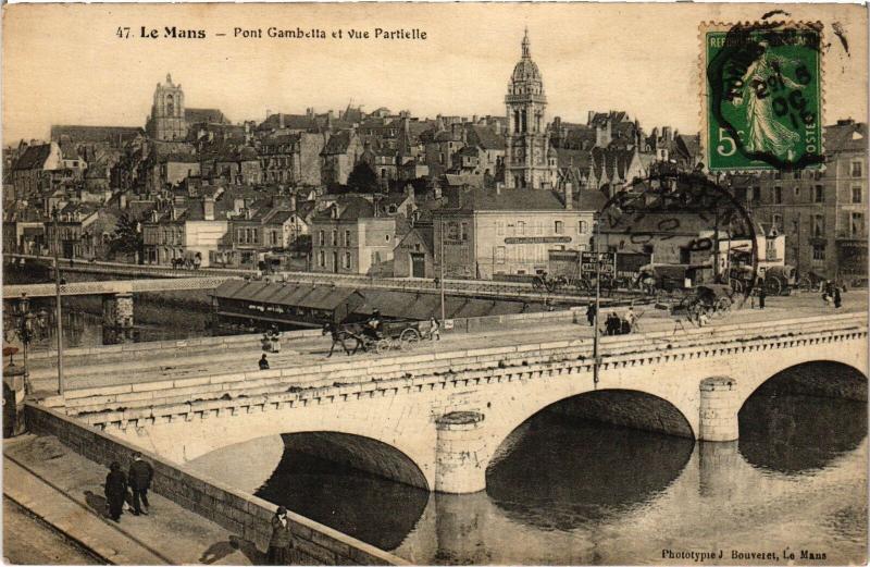 Carte postale ancienne Le Mans Vue Partielle - Pont Gambetta France au Mans