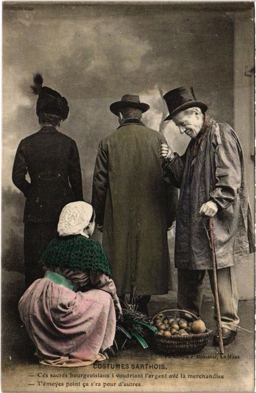 Carte postale ancienne Costumes Sarthois - Types France