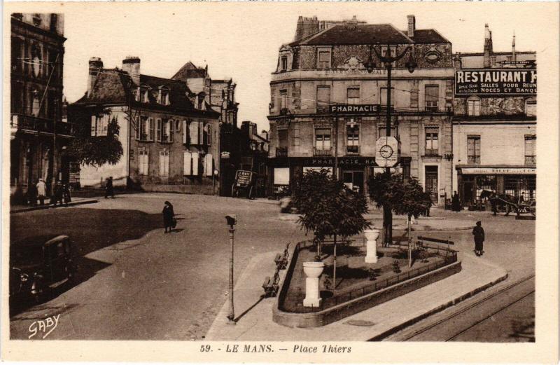 Carte postale ancienne Le Mans Place Thiers France au Mans