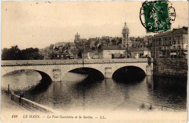Carte postale ancienne Le Mans Pont Gambetta France au Mans