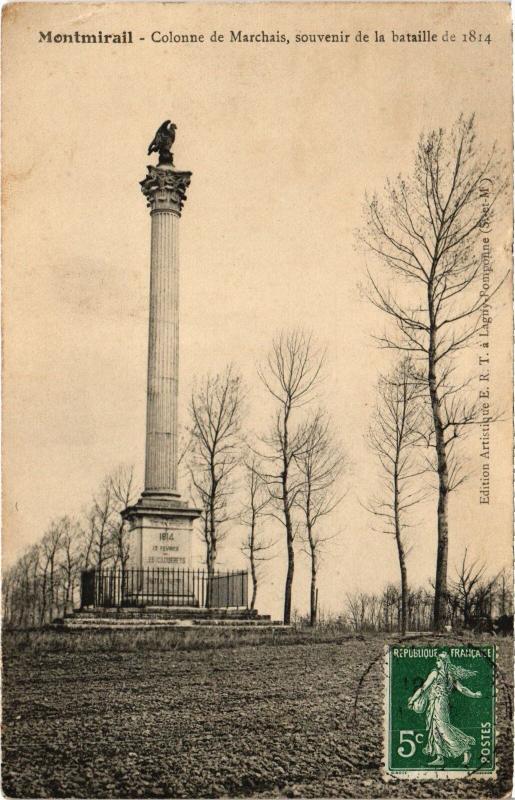 Carte postale ancienne Montmirail Colonne de Marchais France à Montmirail