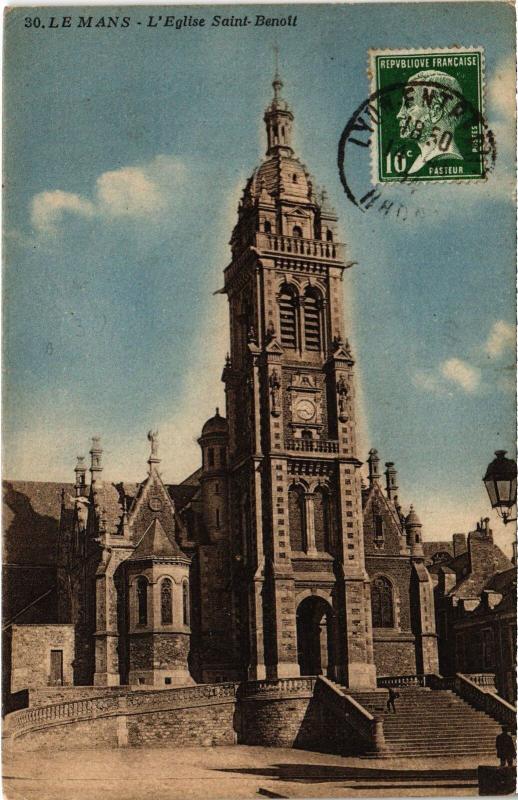 Carte postale ancienne Le Mans L'Eglise Saint-Benoit France au Mans