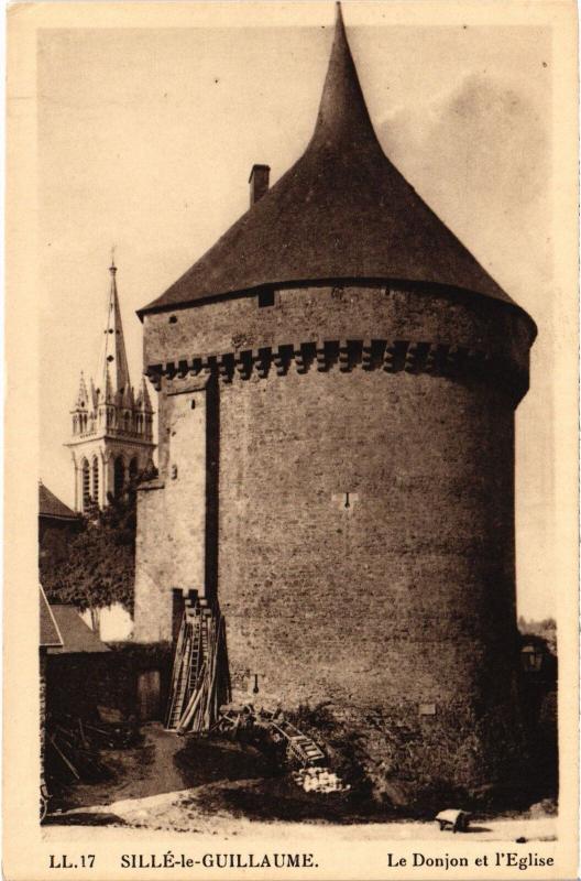 Carte postale ancienne Sille-le-Guillaume Donjon - Eglise France