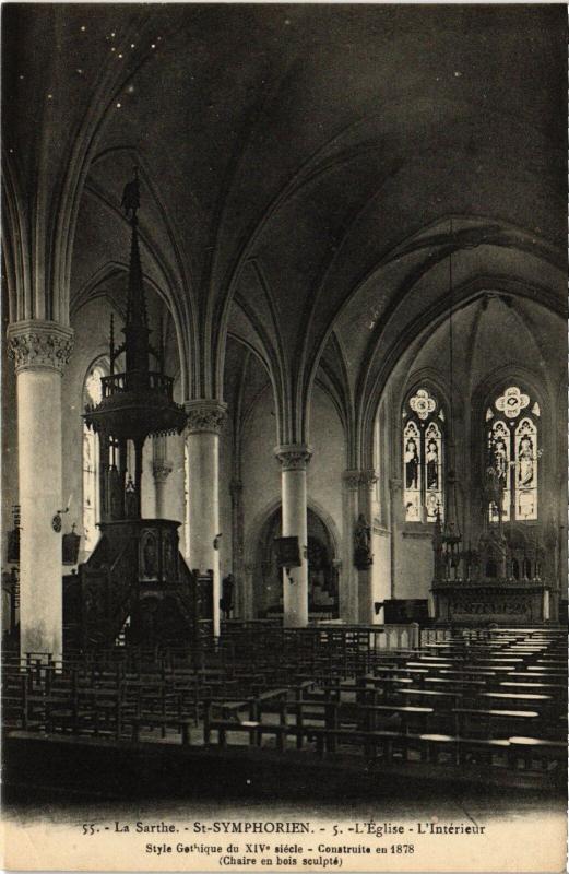 Carte postale ancienne Saint-Symphorien Interieur de l'Eglise France à Saint-Symphorien