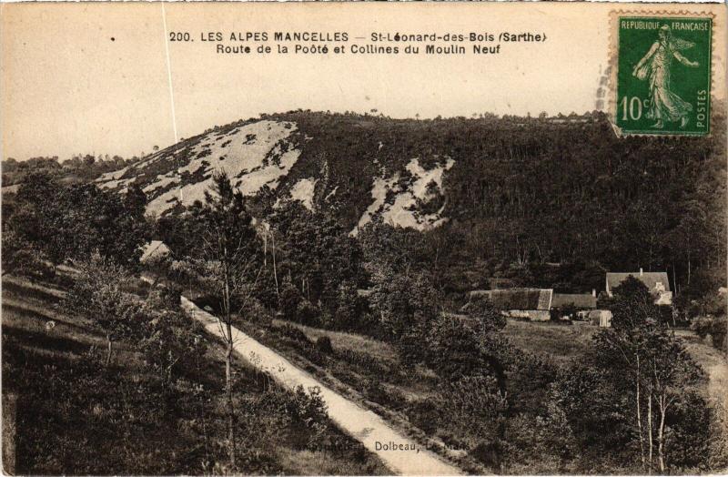 Carte postale ancienne Saint-Leonard-des-Bois Route de la Poote France