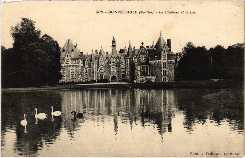 Carte postale ancienne Bonnetable Chateau - Lac France