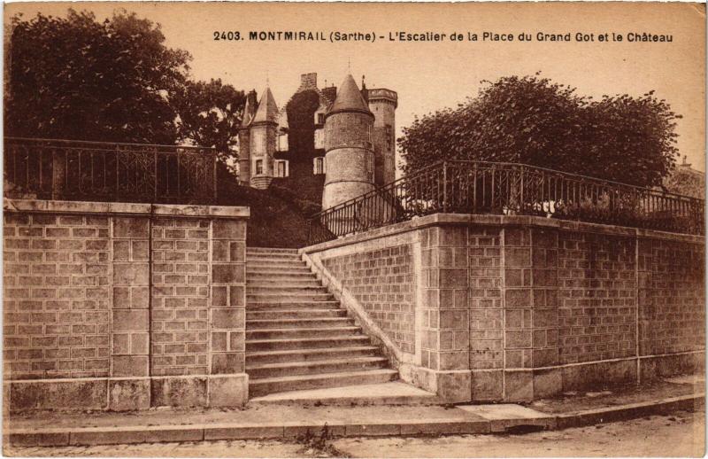Carte postale ancienne Montmirail Escalier de la Place du Grand Got France à Montmirail