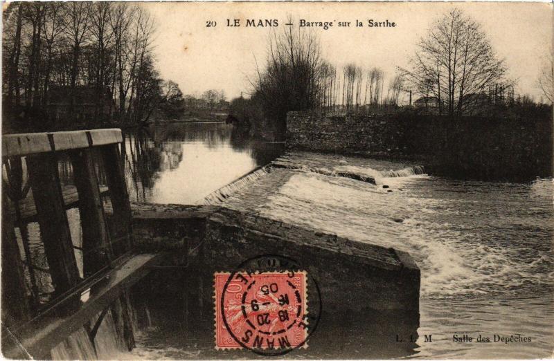 Carte postale ancienne Le Mans Barrage sur la Sarthe France au Mans