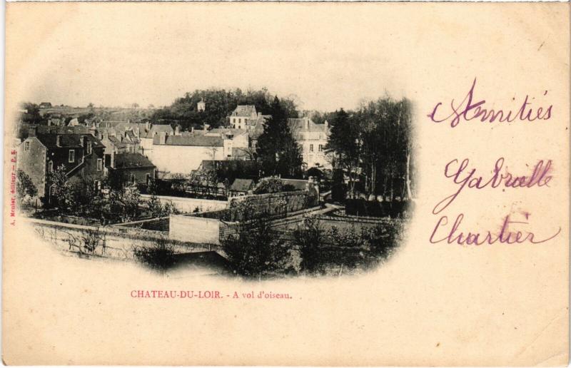 Carte postale ancienne Chateau-du-Loir Vol d'Oiseau France