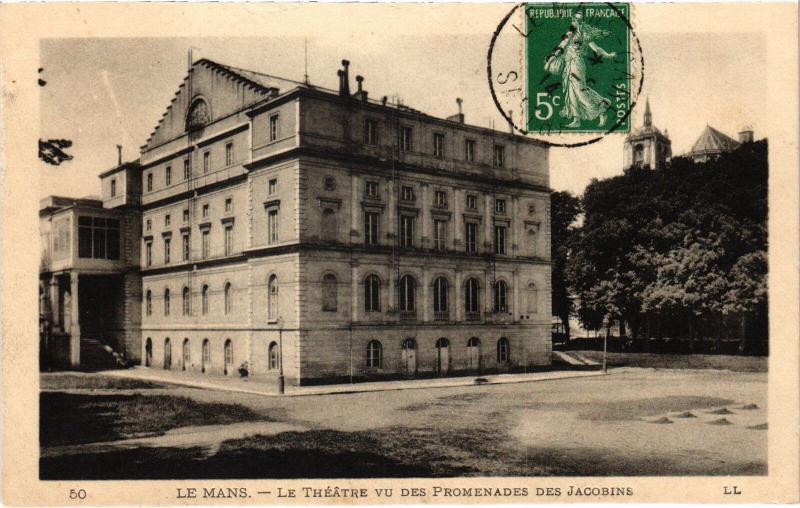 Carte postale ancienne Le Mans Le Theatre vu des Promenades des Jacobins France au Mans