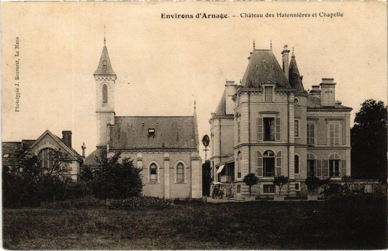 Carte postale ancienne Environs de Arnage Chateau des Halonnieres et Chapelle France à Arnage