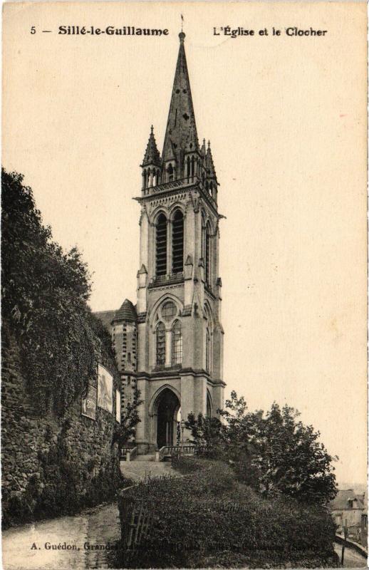 Carte postale ancienne Sille-le-Guillaume L'Eglise et le Clocher France
