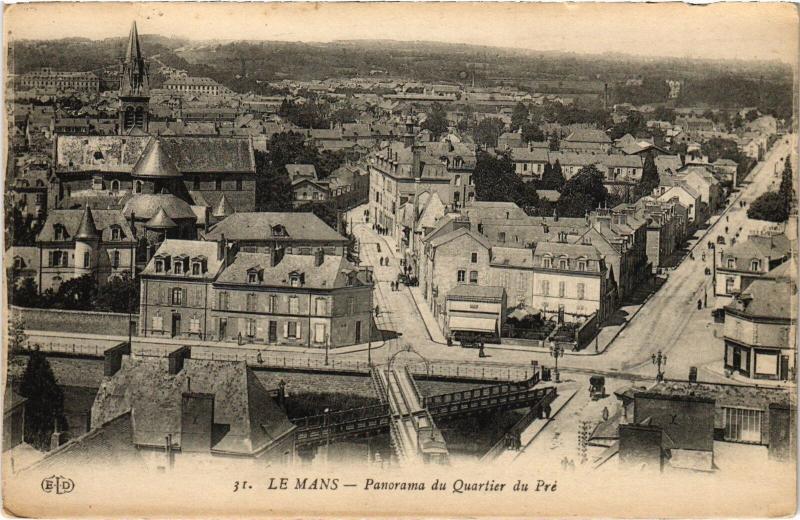 Carte postale ancienne Le Mans Panorama du Quartier du Pre France au Mans