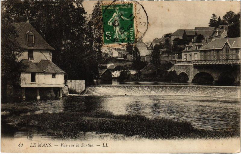 Carte postale ancienne Le Mans Vue sur la Sarthe France au Mans