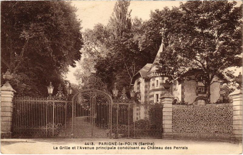 Carte postale ancienne Parigne-le-Polin La Grille et l'Avenue Principale France