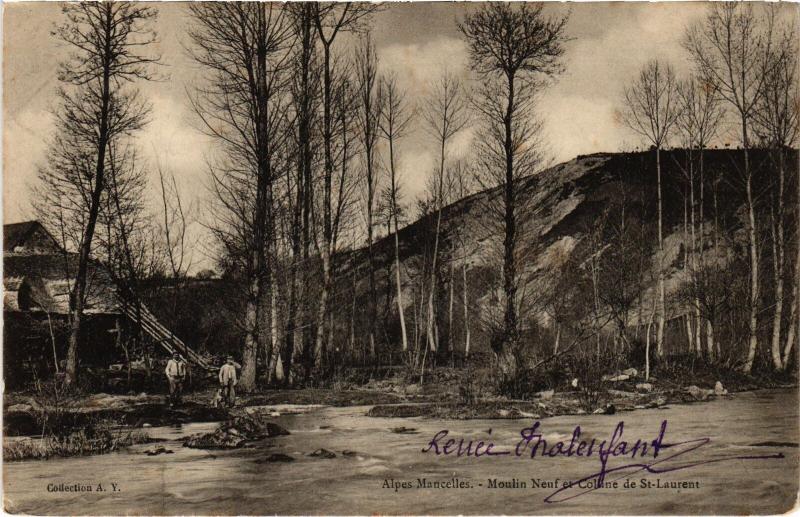 Carte postale ancienne Alpes Mancelles - Moulin Neuf et Colline de Saint-Laurent France