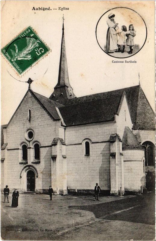 Carte postale ancienne Aubigne-Racan Eglise France