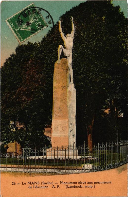Carte postale ancienne Le Mans Aviation Monument France au Mans