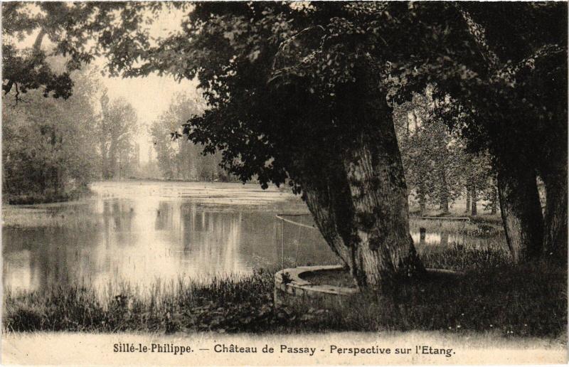 Carte postale ancienne Sille-le-Philippe Chateau de Passay - Etang France