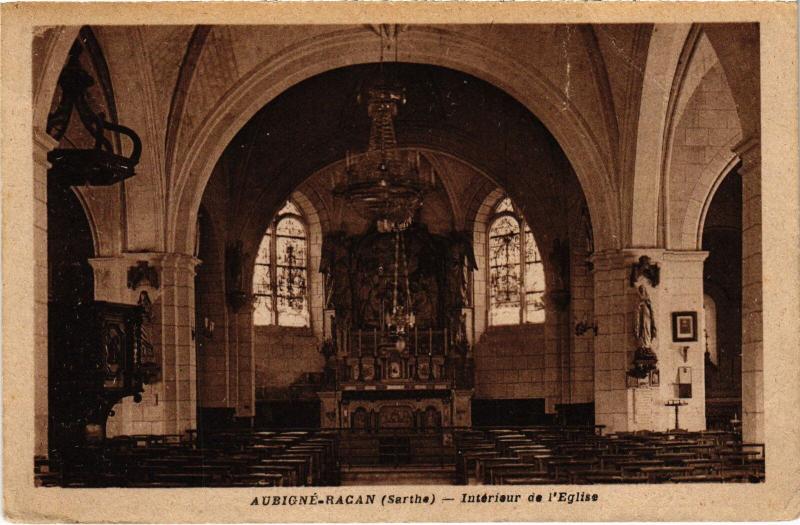 Carte postale ancienne Aubigne-Racan Interieur de l'Eglise France