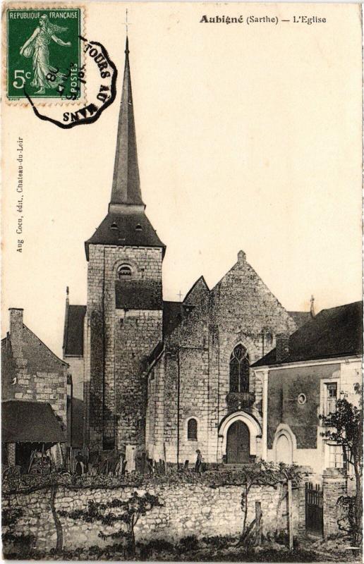 Carte postale ancienne Aubigne-Racan Eglise France
