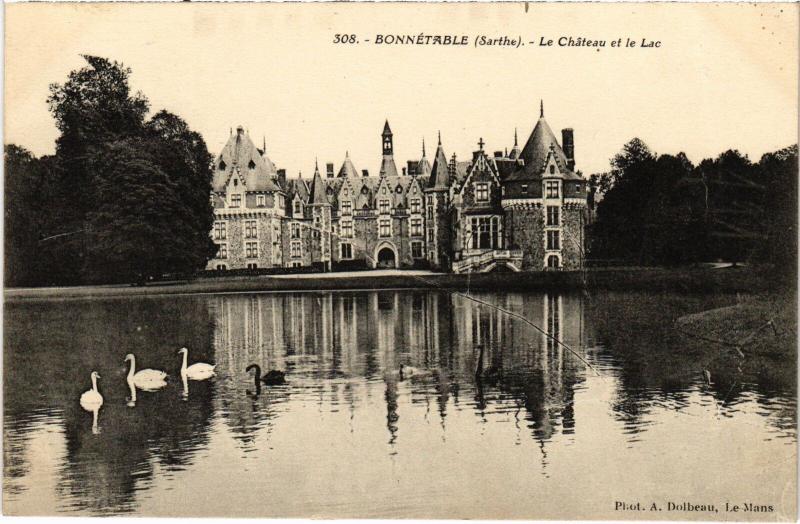 Carte postale ancienne Bonnetable Chateau - Lac France