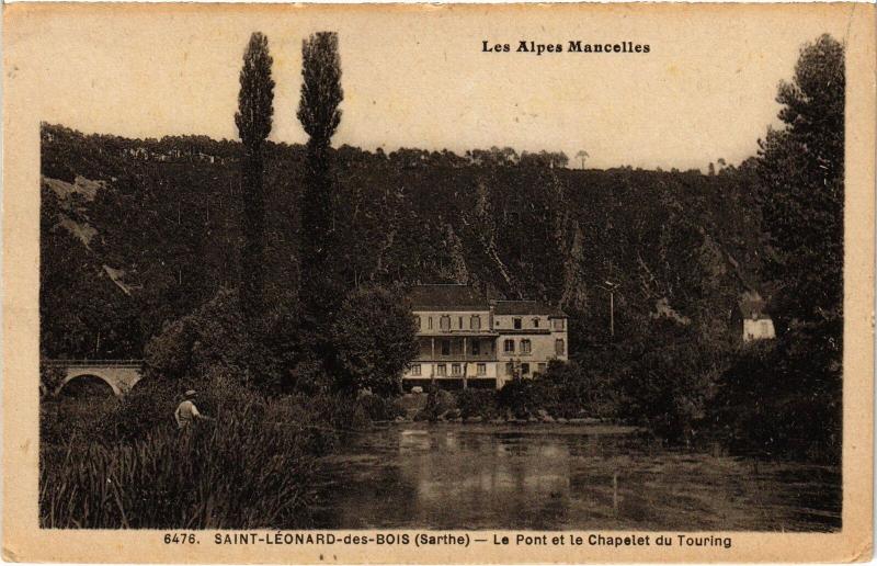 Carte postale ancienne Saint-Leonard-des-Bois Pont - Chapelet du Touring France