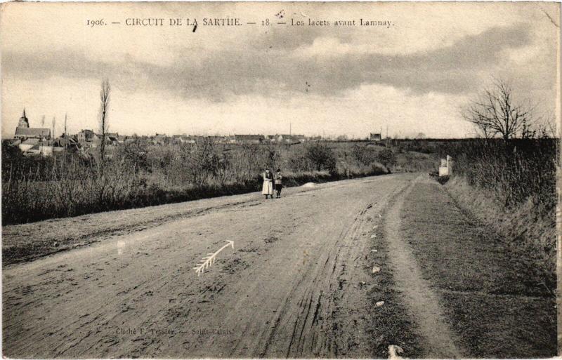 Carte postale ancienne Lamnay Circuit de la Sarthe - Les Lacets avant Lamnay France à Lamnay