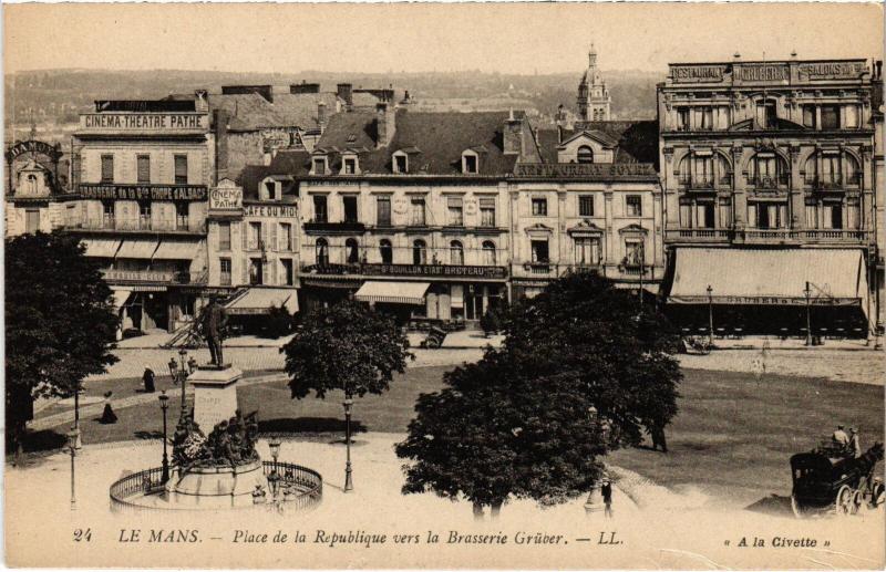 Carte postale ancienne Le Mans Place de la republique France au Mans