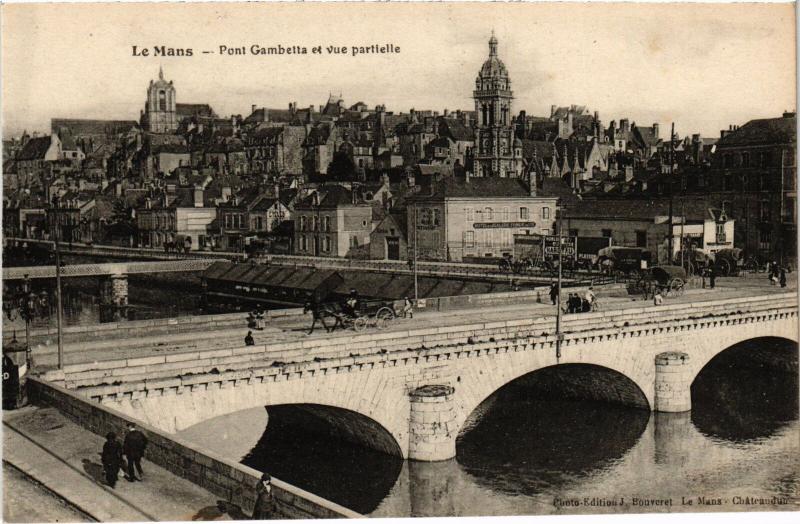 Carte postale ancienne Le Mans Pont Gambetta et Vue Partielle France au Mans