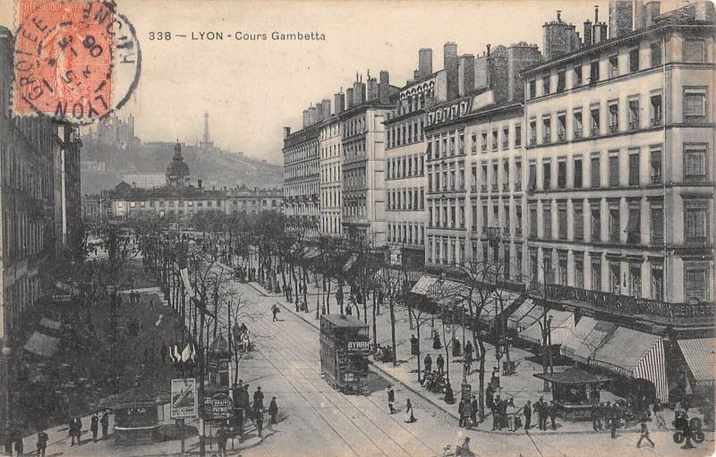 Carte postale ancienne Lyon - Cours Gambetta à Lyon