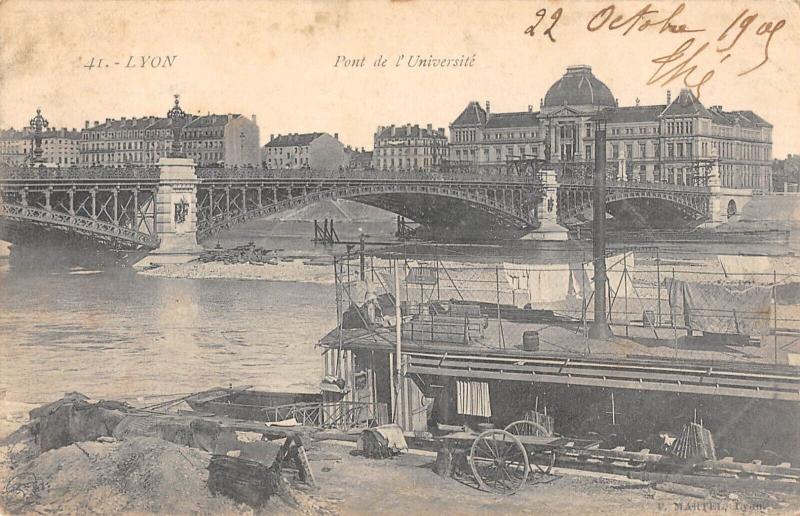 Carte postale ancienne Lyon - Pont De L'Universite à Lyon