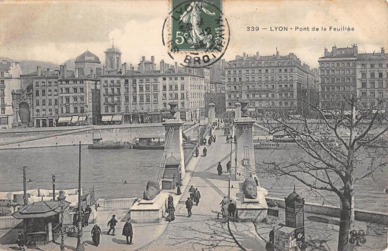 Carte postale ancienne Lyon - Pont De La Feuillee à Lyon