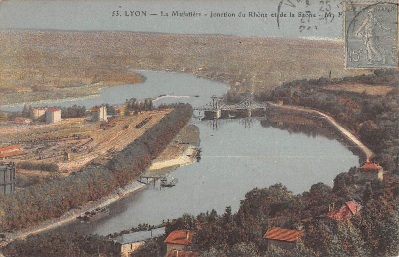 Carte postale ancienne Lyon - La Mulatiere - Jonction Du Rhone Et De La Saone à Lyon