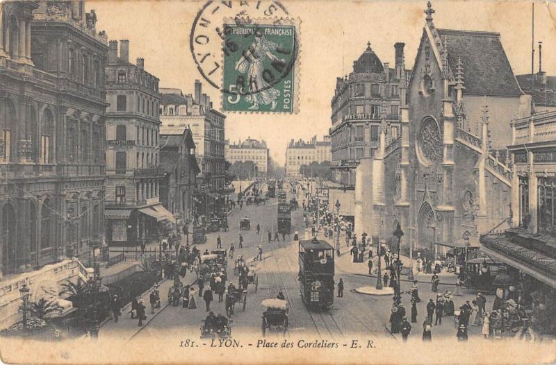 Carte postale ancienne Lyon - Place Des Cordeliers à Lyon