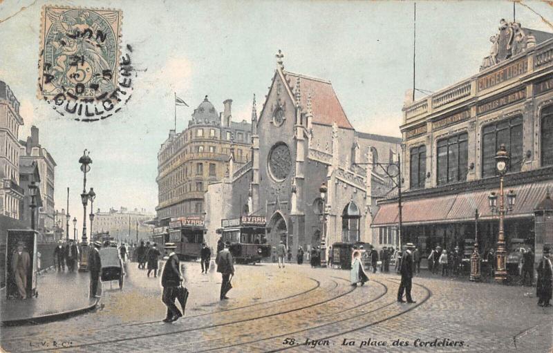 Carte postale ancienne Lyon - La Place Des Cordeliers à Lyon